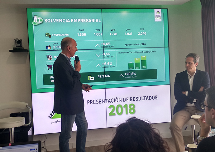 El director general de la compañía en España, Ignacio Sánchez Villares, junto al responsable de recursos humanos, Eloy del Moral, durante la presentación de los resultados económicos de 2018.