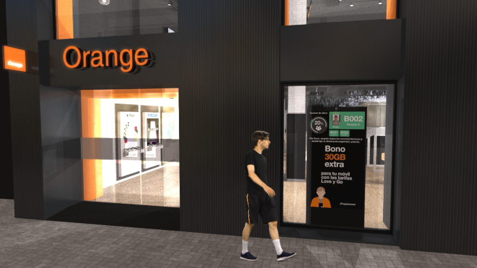 Orange incorpora una herramienta de control de aforo que, conectado con sus pantallas digitales, ayuda a informar en tiempo real a empleados y clientes