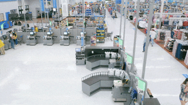 La nueva zona de cajas de Walmart en Fayetteville (Arkansas)