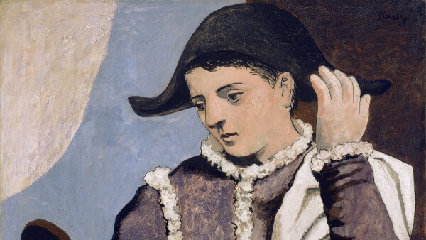 Pablo Picasso. Arlequín con espejo. 1923. Óleo sobre lienzo. 100 x 81 cm. Museo Nacional Thyssen-Bornemisza, Madrid