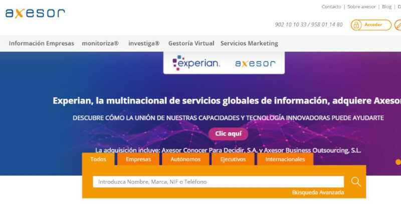 Experian compra Axesor para fortalecer su oferta de información al consumidor