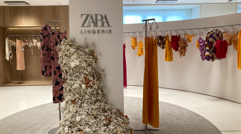 Zona de lencería en Zara Plaza de España