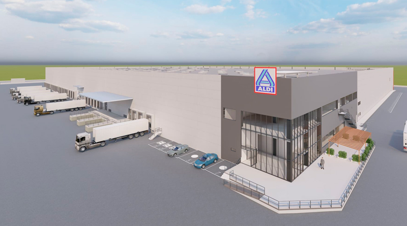 El centro logístico de Aldi en Miranda del Ebro estará operativa en 2024, como la de Sagunto (Valencia), en la imagen. 