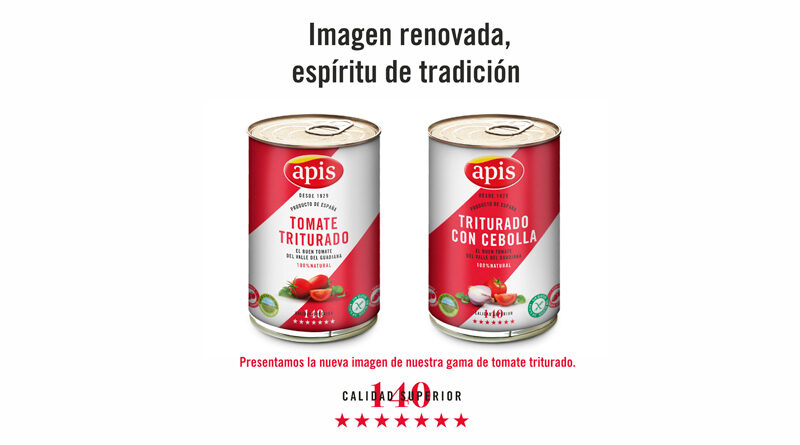 Apis presenta nueva imagen para su tomate triturado 100% natural