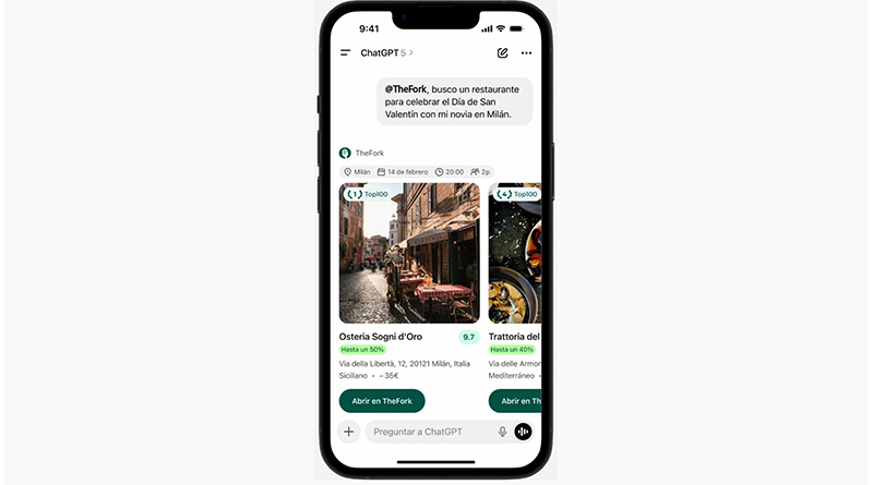 La integración permite a los comensales descubrir restaurantes en tiempo real y reservar directamente desde la conversación con la IA.